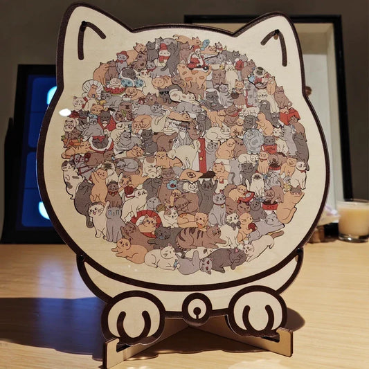 Colorful Wooden Cat Puzzle