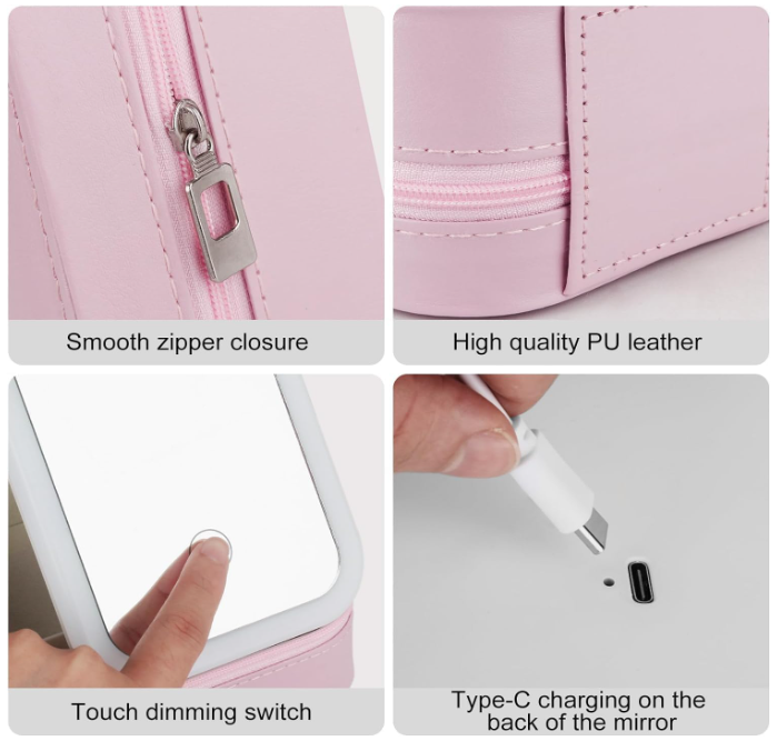 Lighted Makeup Bag with Mirror