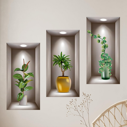 3D Potted Plants Wall Stickers