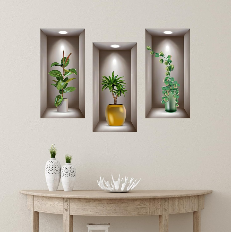 3D Potted Plants Wall Stickers