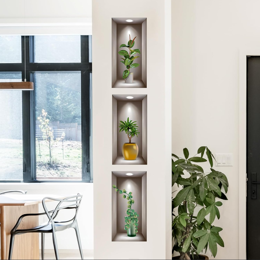 3D Potted Plants Wall Stickers