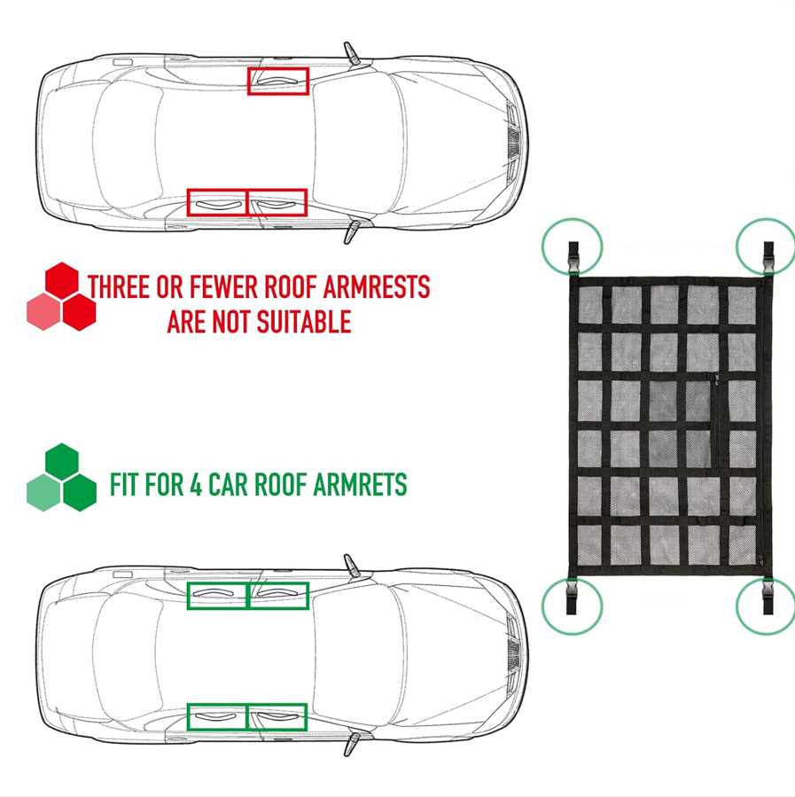 Adjustable Car Ceiling Cargo Net