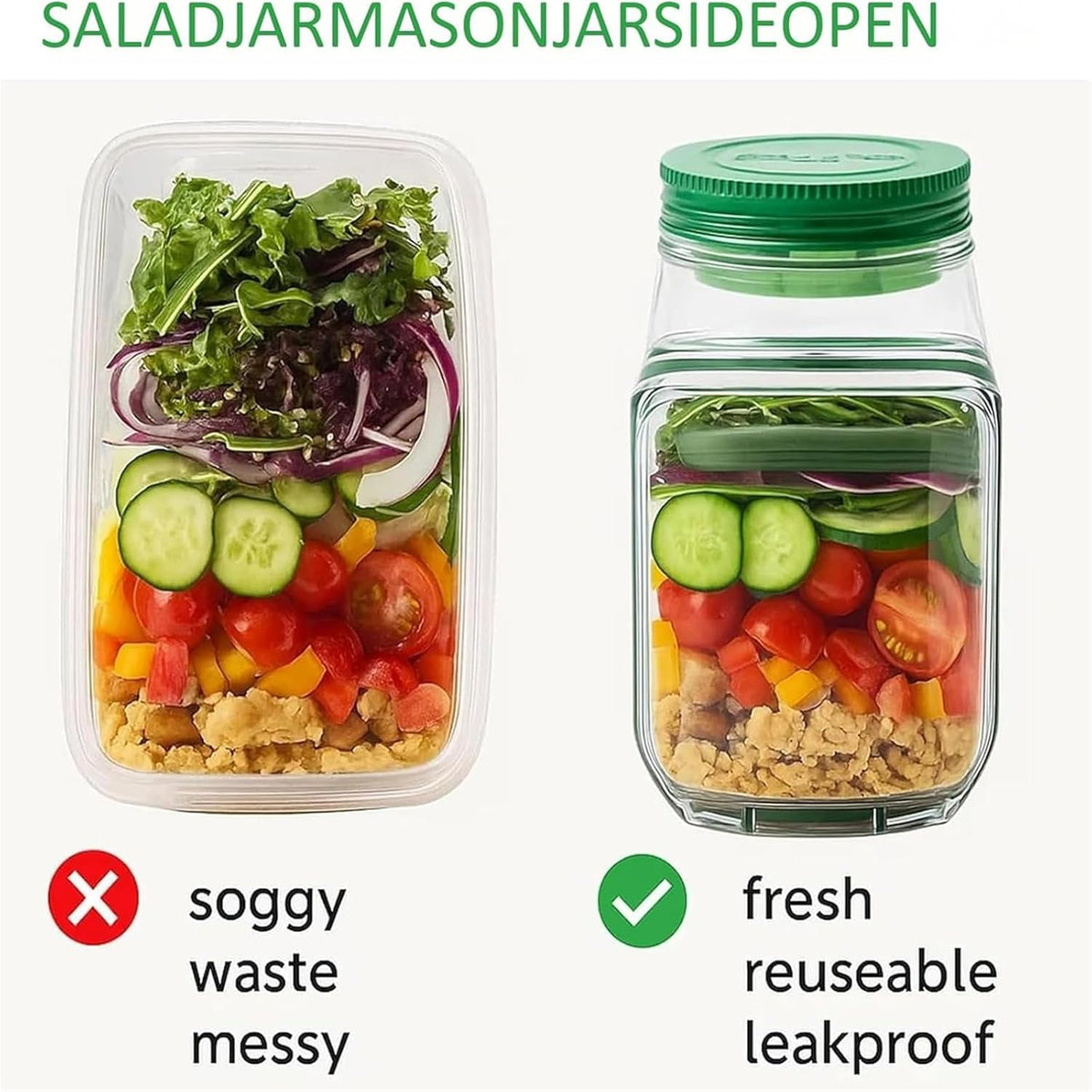 Salad Jar with Side Opening