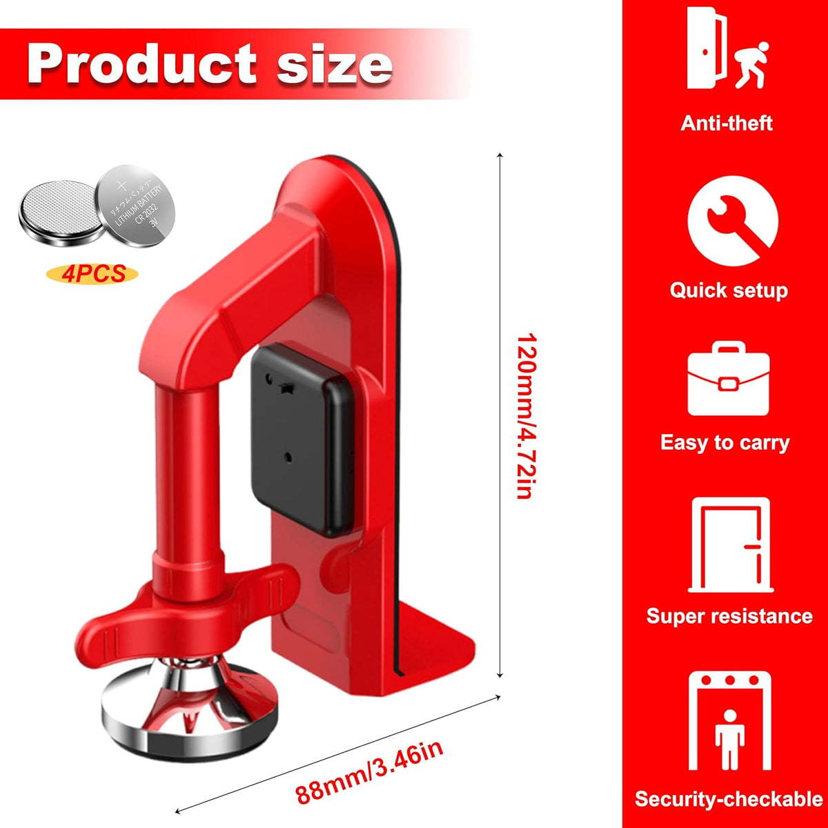 Portable Alarm Door Stopper