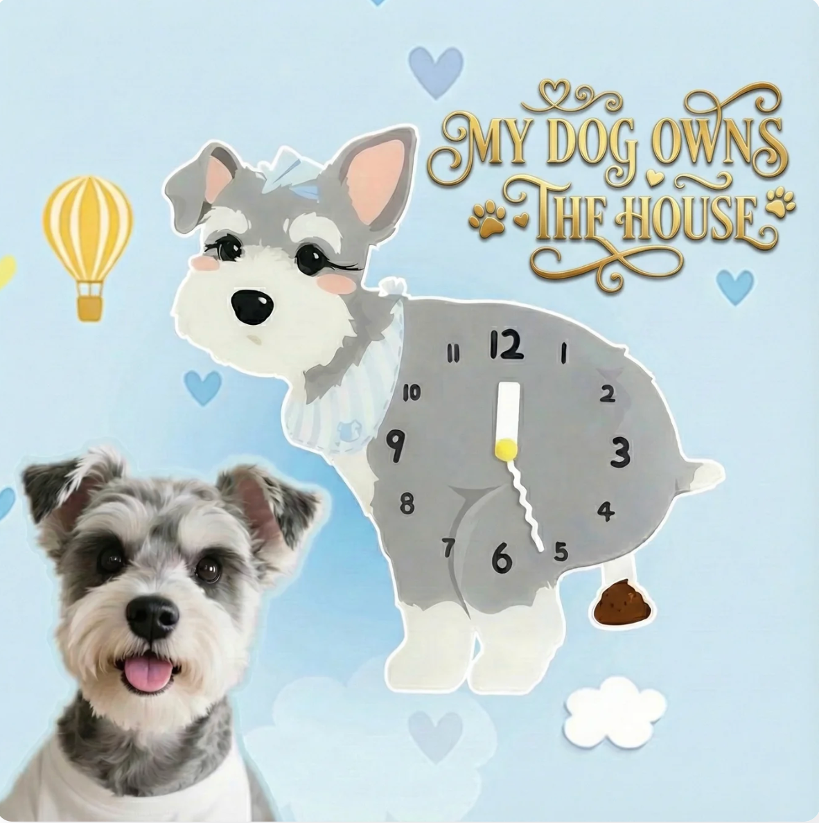 Popping Puppy Wall Clock