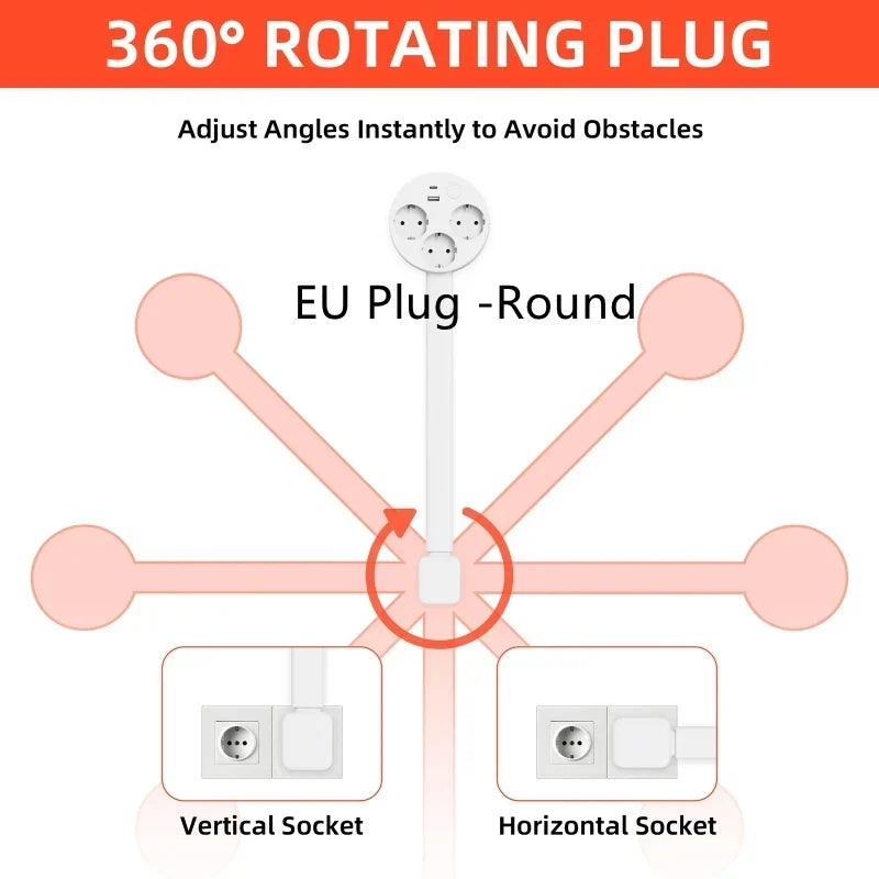 Rotating Outlet Extender with USB — Adjustable Arm