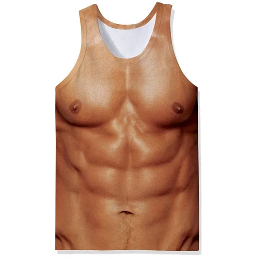 Men's Fake Abs Muscle Print Tank Top