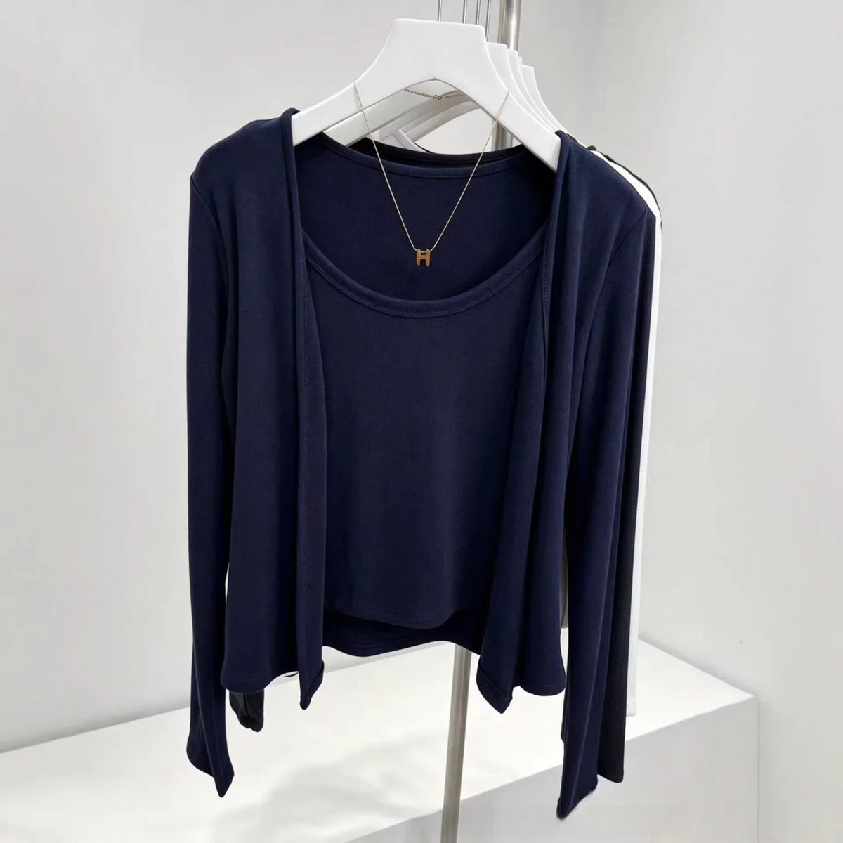 Faux Two-Piece Cardigan & Cami Set